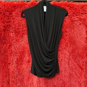 Carmen Marc Valvo Women's black sleeveless wrap top